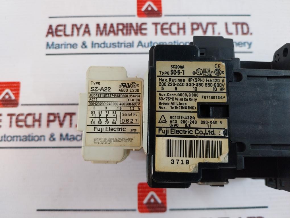 Fuji Electric Sc-5-1 Magnetic Contactor W/ Sz-a22 Contact Block