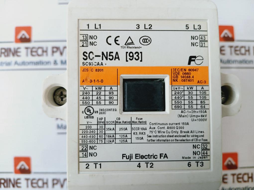 Fuji Electric Sc-n5A [93] Contactor With Thermal Overload Relay
