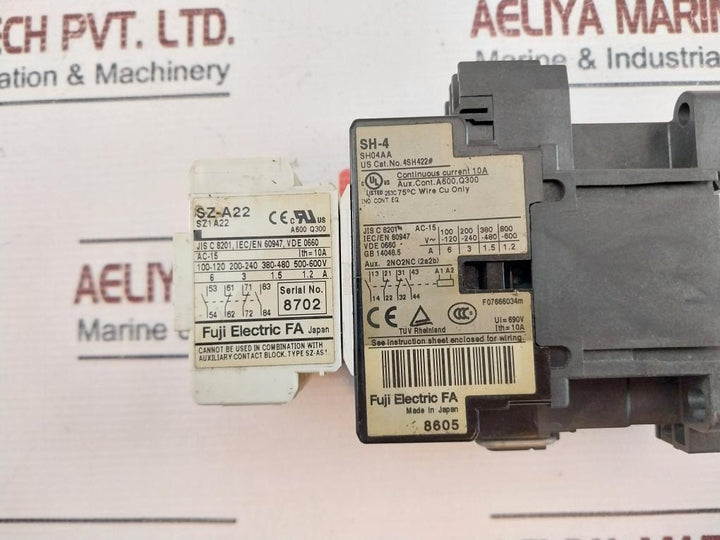 Fuji Electric SH04AA Contactor With SZ-A22 Auxiliary Contact Block 10A