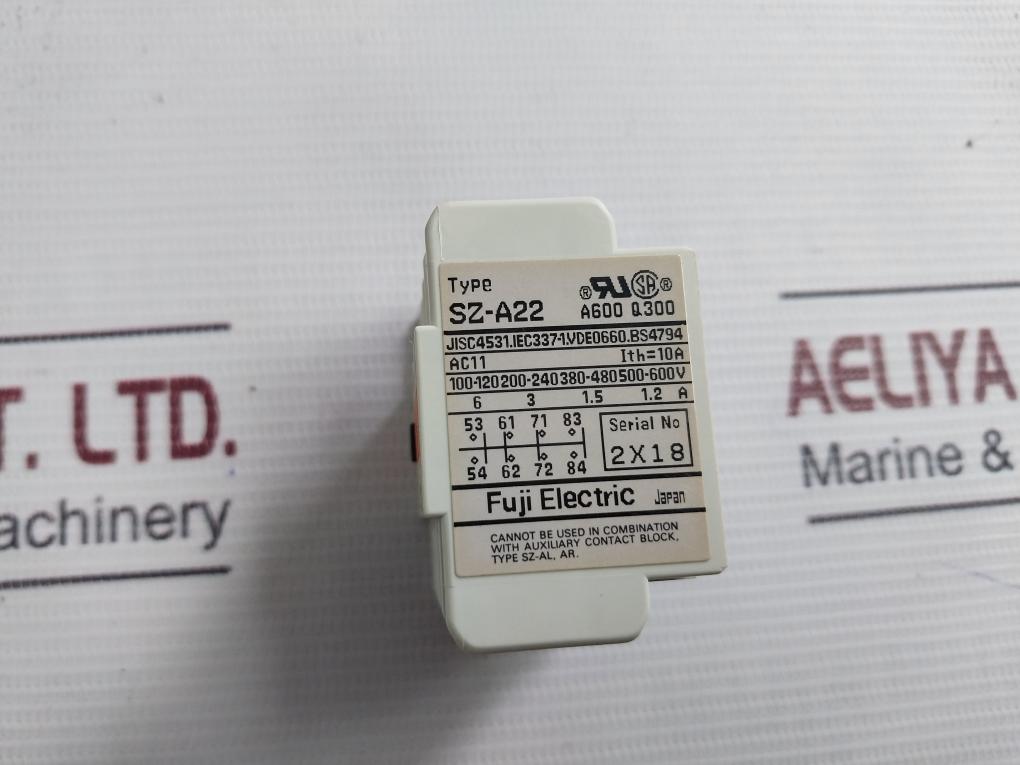 Fuji Electric Sz-a22 Auxiliary Contact Block 100-120V 6A 216100-0225
