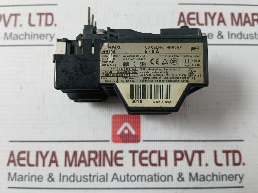 Fuji Electric Tr-0N/3 Thermal Overload Relay Tr13D, 4Nr0Ap 690V 5A 6Kv 75 C