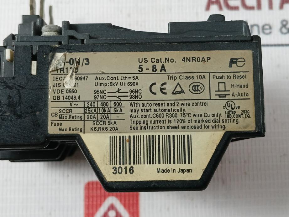 Fuji Electric Tr-0N/3 Thermal Overload Relay Tr13D, 4Nr0Ap 690V 5A 6Kv 75 C