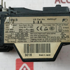 Fuji Electric Tr-0N/3 Thermal Overload Relay Tr13D, 4Nr0Ap 690V 5A 6Kv 75 C