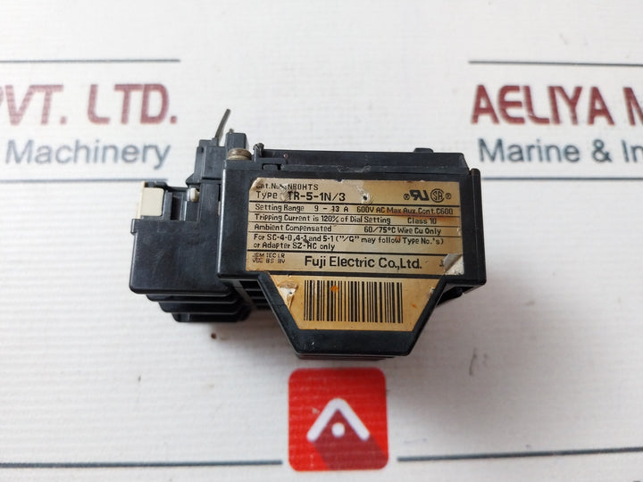 Fuji Electric Tr-5-1N/3 Thermal Overload Relay 600V Ac 9-13A Rc