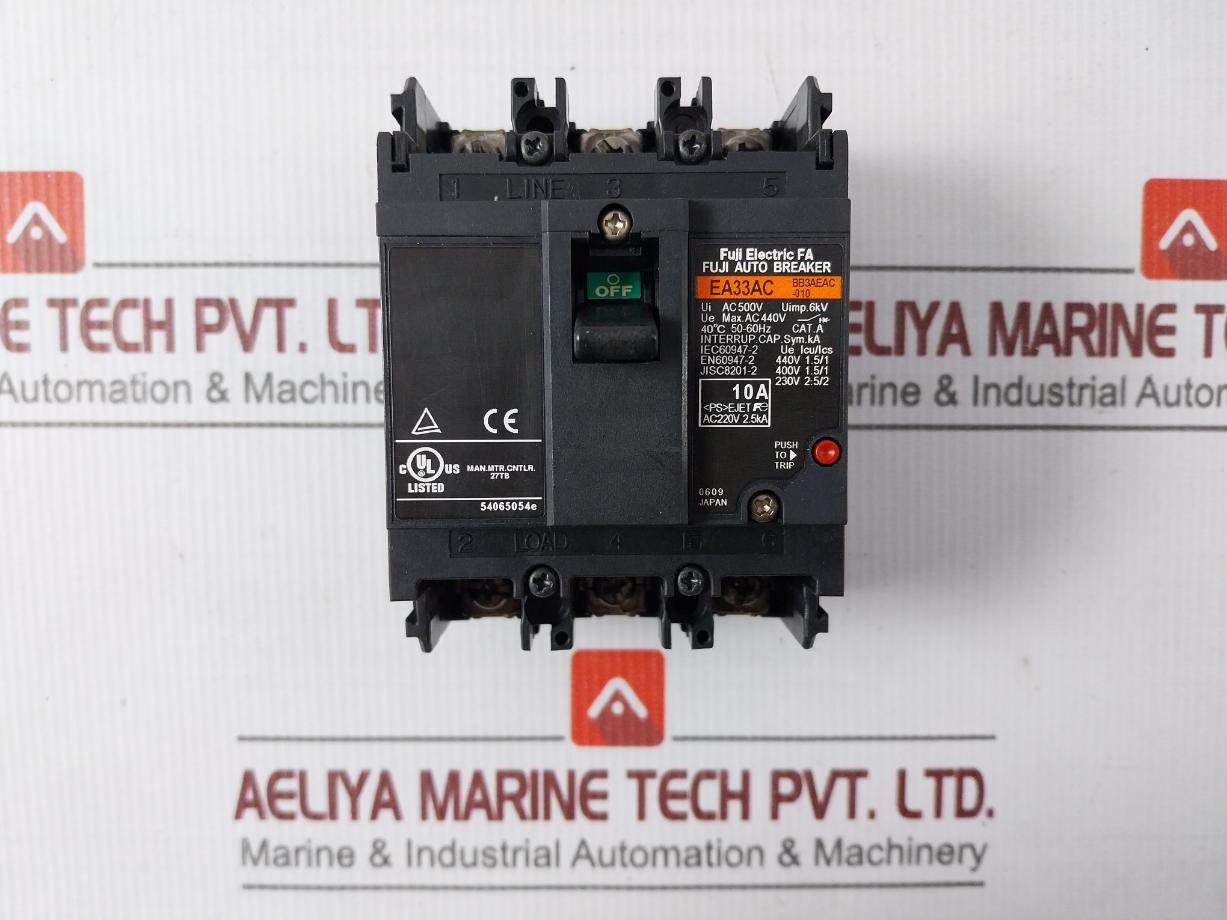 Fuji Electric Ea33Ac Molded Case Circuit Breaker 500V/50-60Hz