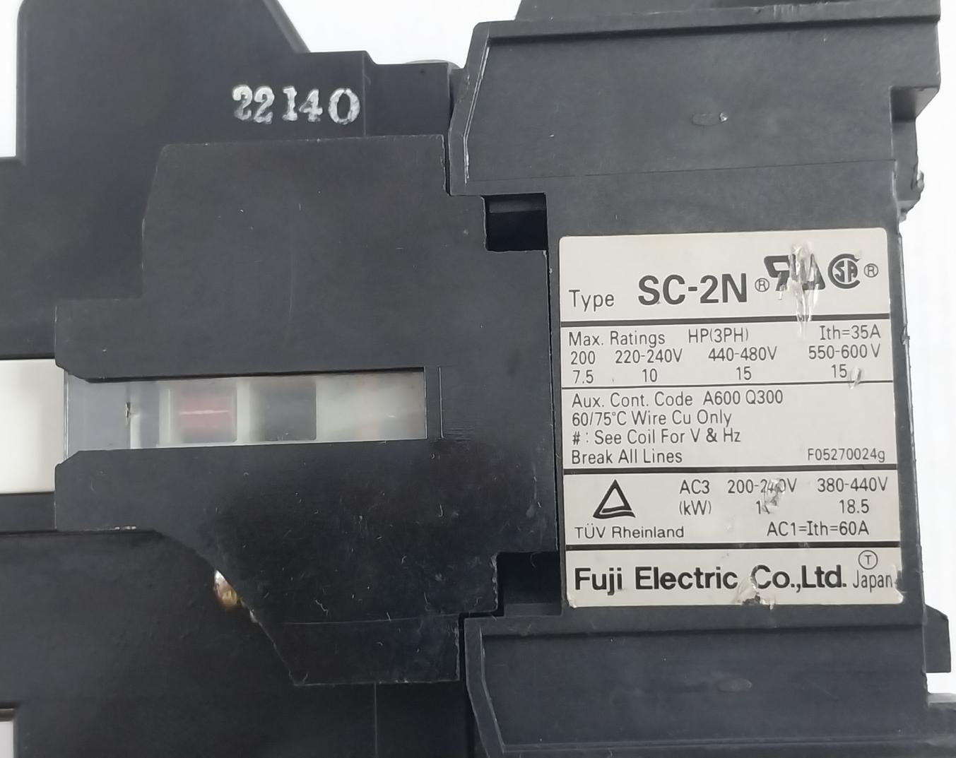 Fuji Electric Sc-2N [35] Magnetic Contactor 60/75°C 400-440V 50-60Hz