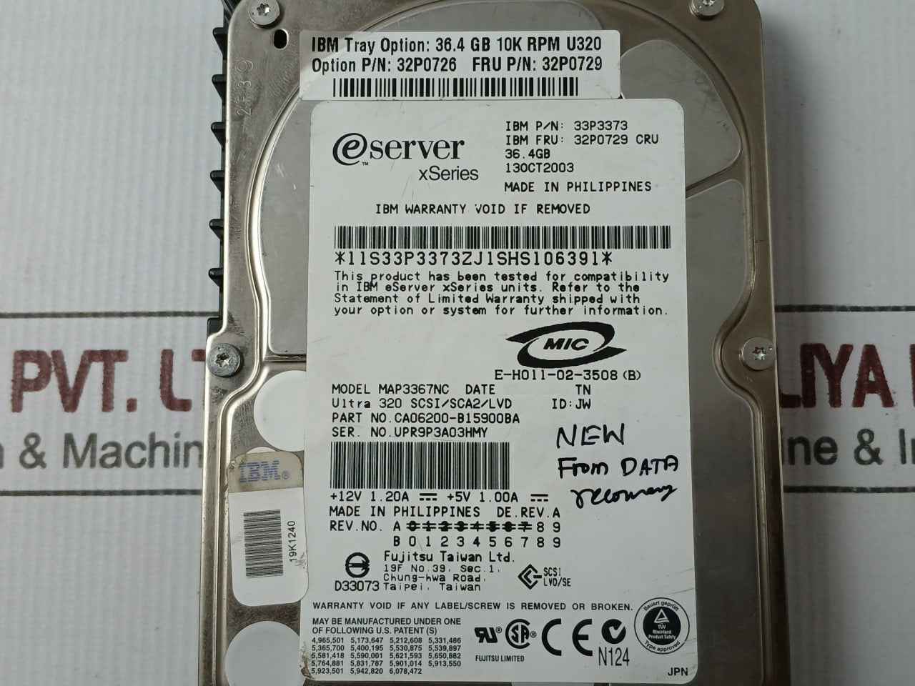 Fujitsu 33P3373 Ibm Ultra 320 Scsi Hard Disk Drive 36.4Gb 10K Rpm 32P0726