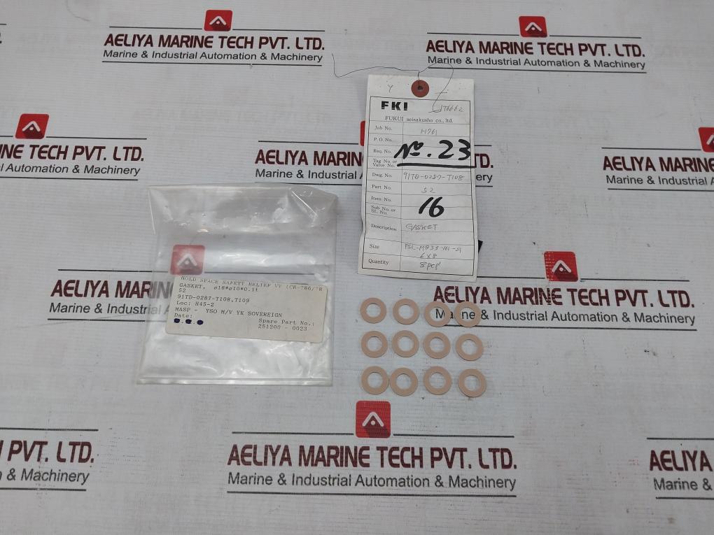 Fukui Seisakusho 34 Safety & Relief Valve M Gasket (Inlet Piece) Kit V7010