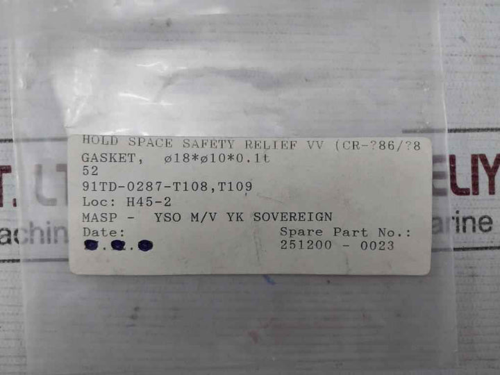 Fukui Seisakusho 34 Safety & Relief Valve M Gasket (Inlet Piece) Kit V7010