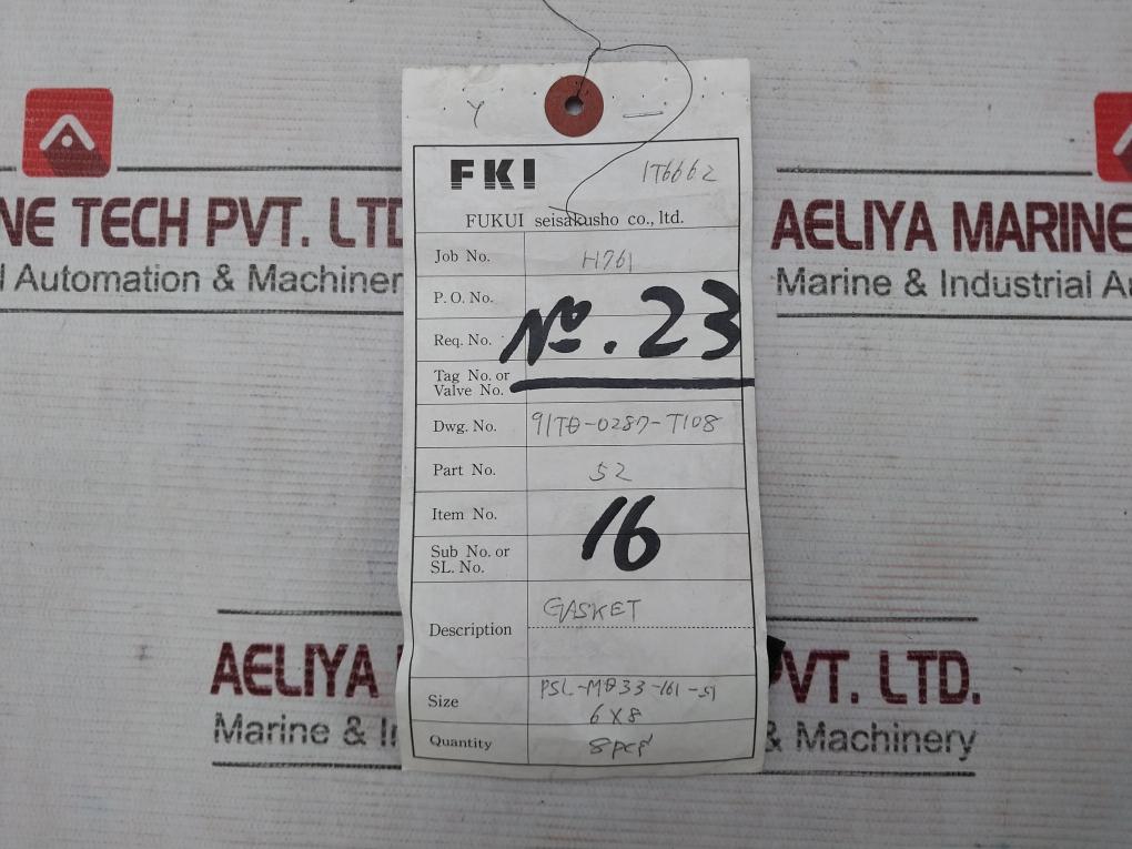 Fukui Seisakusho 34 Safety & Relief Valve M Gasket (Inlet Piece) Kit V7010