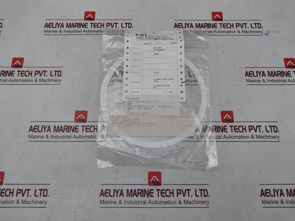 Fukui Seisakusho 34 Safety & Relief Valve M Gasket (Inlet Piece) Kit V7010