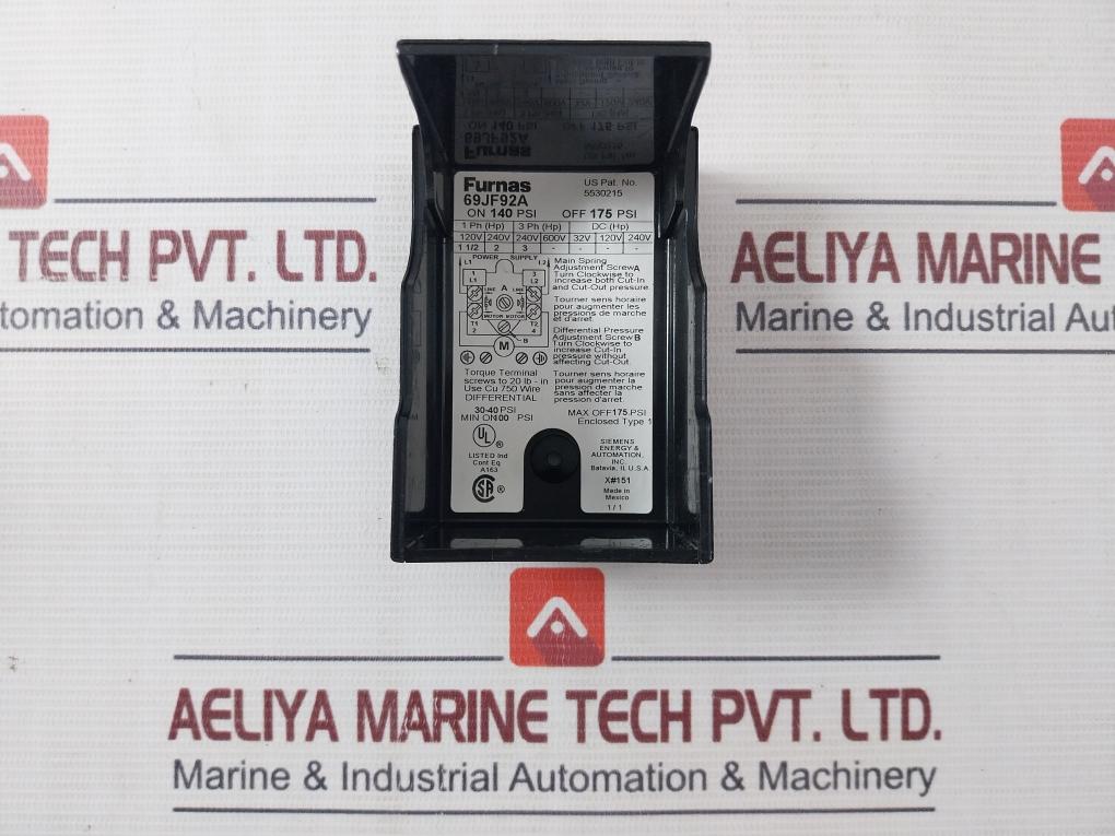Furnas 69Jf92A Pressure Switch Us Pat-no 5530215