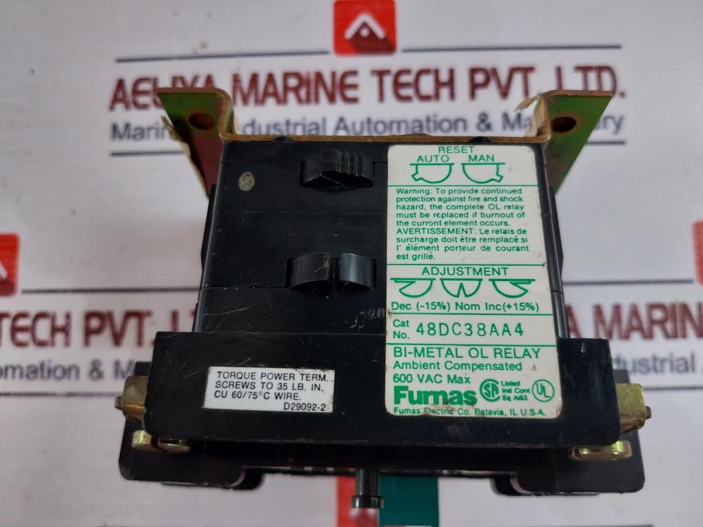 Furnas Electric 48Dc38Aa4 Bi-metal Overload Relay 600Vac