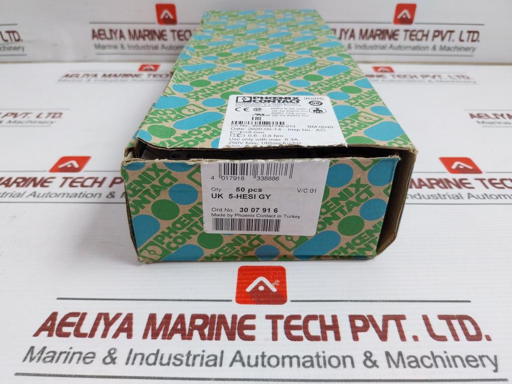 Fuse Modular Terminal Block 800V 4Mm2 Part No. Uk5-hesi Phoenix Contact (1 Box=50 Pcs)