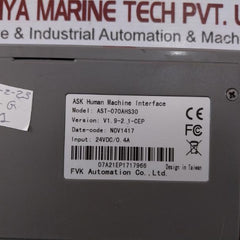 Fvk Automation Ast-070Ahs30 Hmi Touchscreen Panel 24Vdc 0.4A