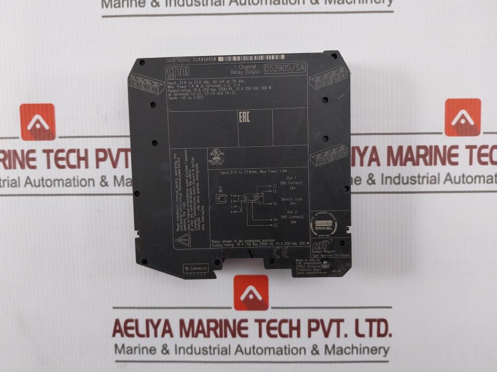 G.M. International D5290S/Sa 1 Channel Relay Output Module 10 A 250 Vac 2500 Va