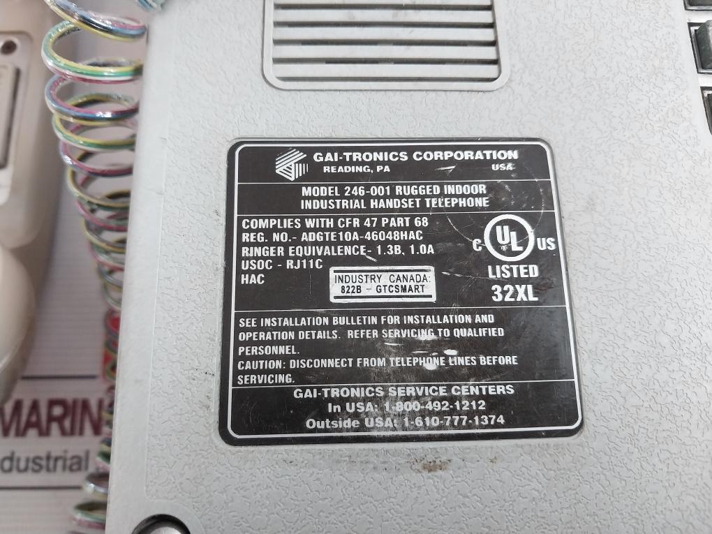 Gai-tronics 246-001 Rugged Indoor Industrial Handset Telephone