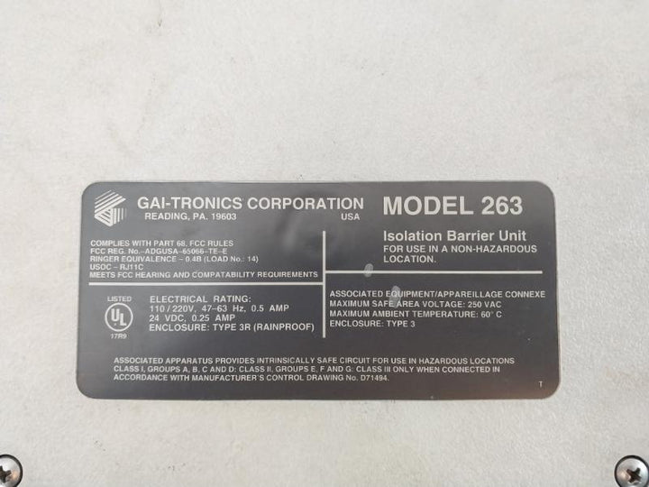 Gai-tronics 263 Isolation Barrier Unit 110/220v