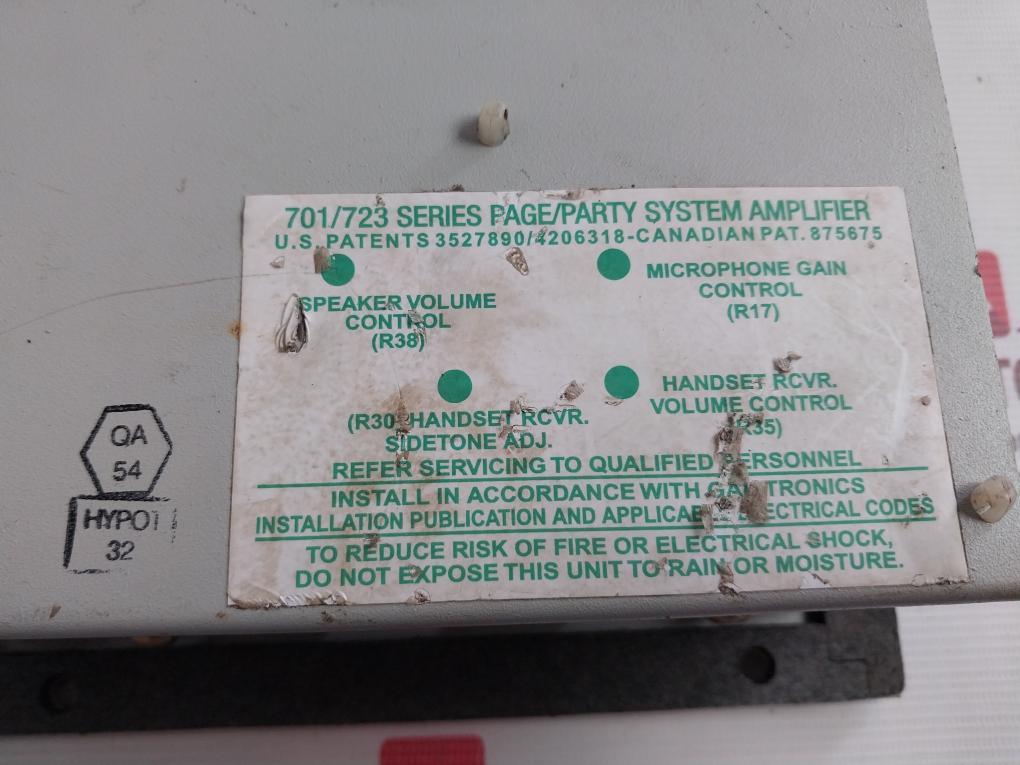 Gai-tronics 723-001 Remote Handset/Speaker Amplifier 120Vac 50-60Hz 0.40A