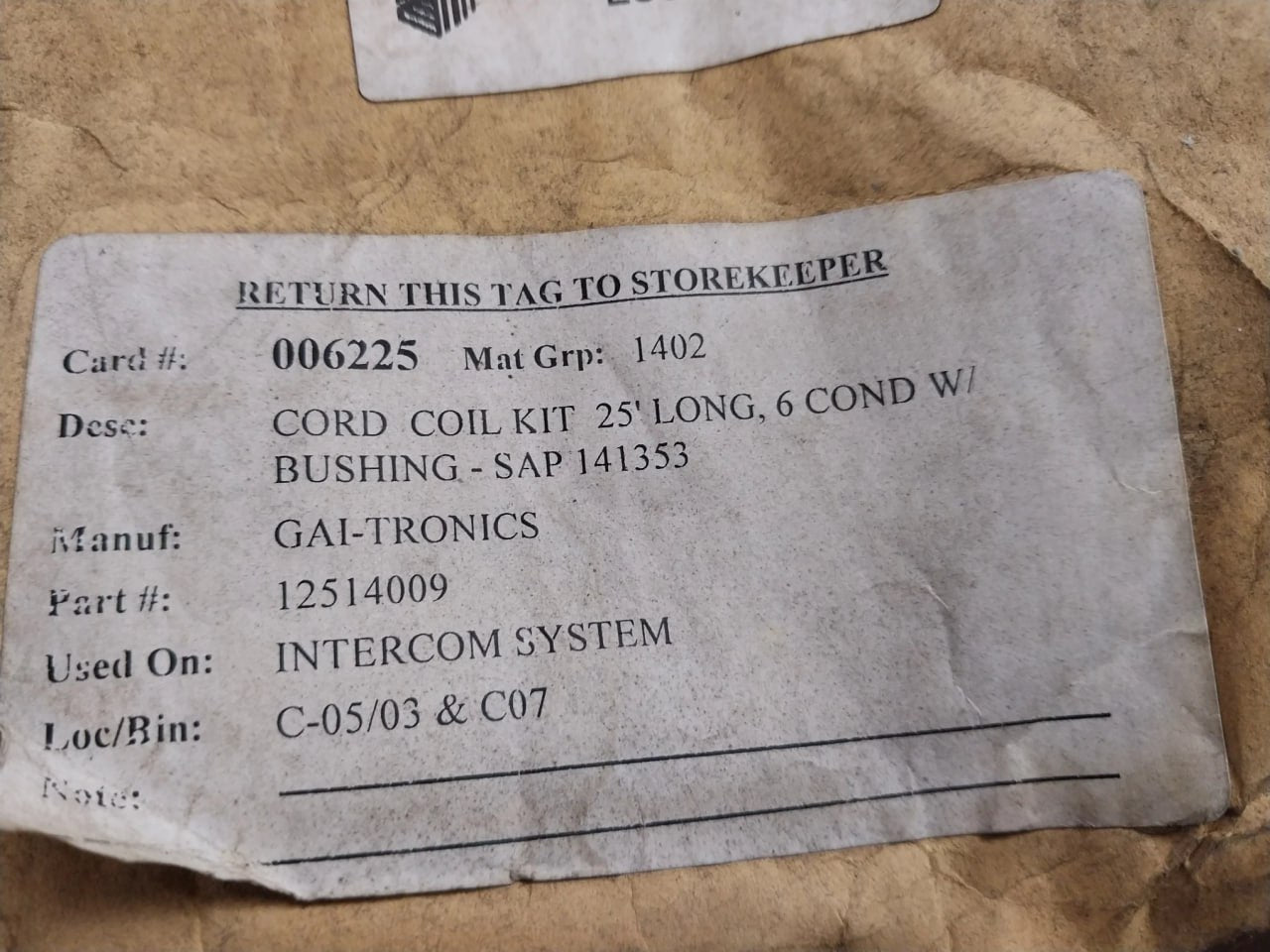 Gai-tronics 12514-009 Cord Coil Cord Cable 25 Ft