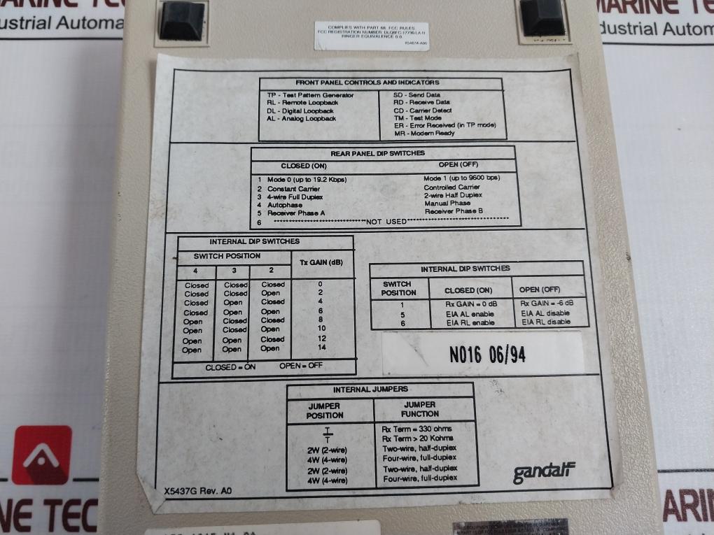 Gandalf Lds 120E Limited Distance Modem 5368Z1 120V 60Hz 100A