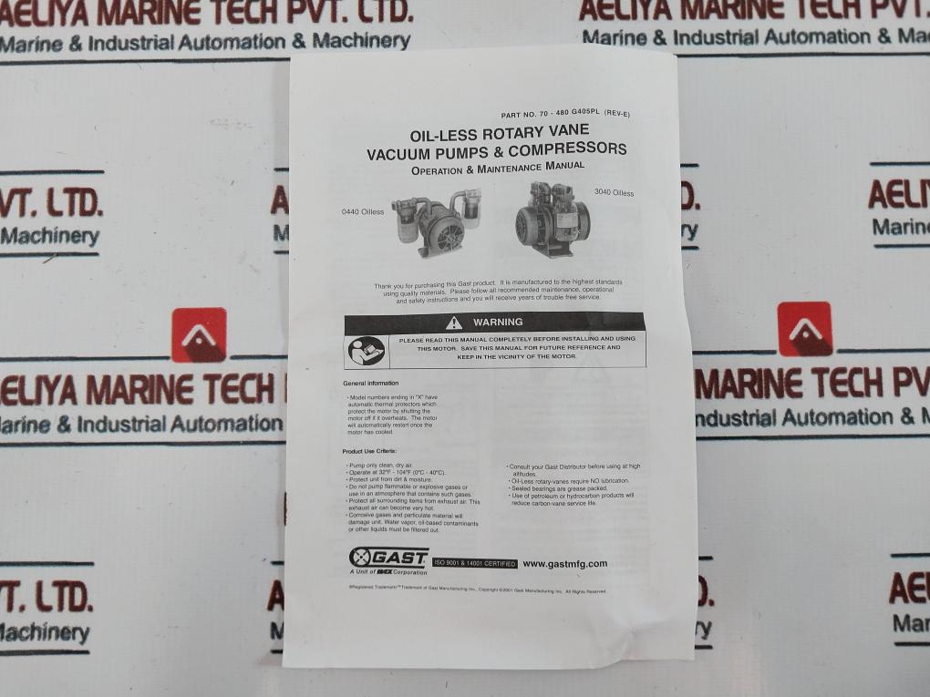 Gast K 227a Service Kit for Oil-less Rotary Vane Vacuum Pumps & Compressors