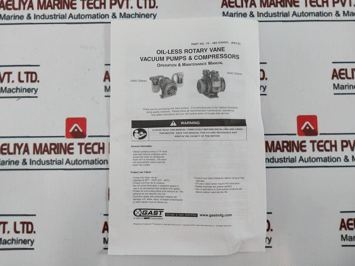 Gast K 227a Service Kit for Oil-less Rotary Vane Vacuum Pumps & Compressors