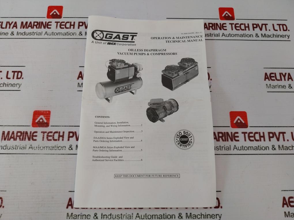 Gast K309 Service Kit For Ollies Diaphragm Vacuum Pumps & Compressors