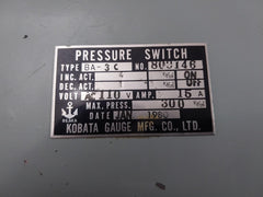 Ba-3C Pressure Switch 300 Kg/Cm2 Kobata Gauge Ac 110 V