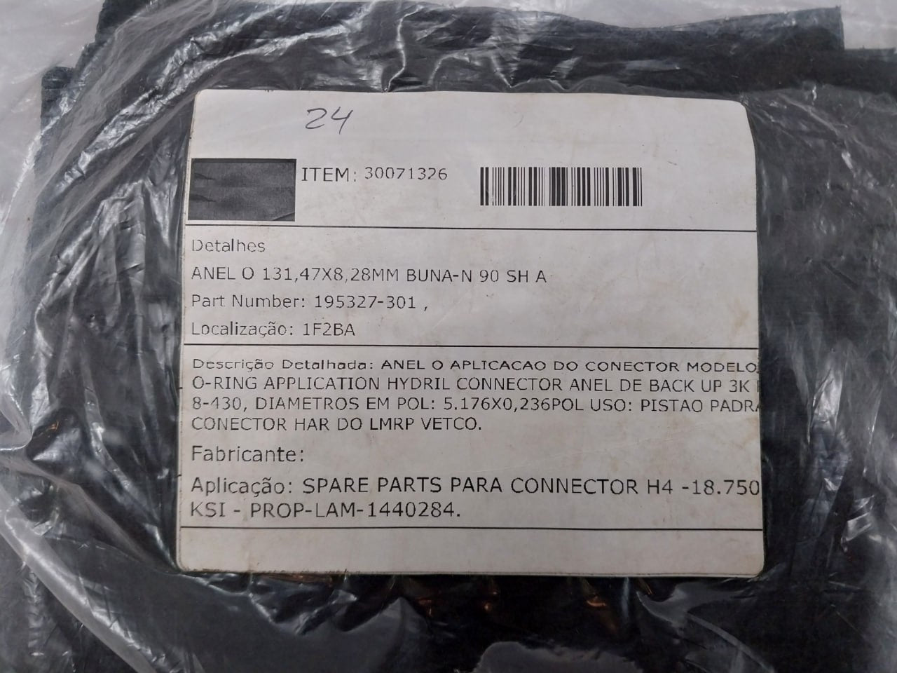 Ge 195327-301 O-ring Seal Rev: E 30071326