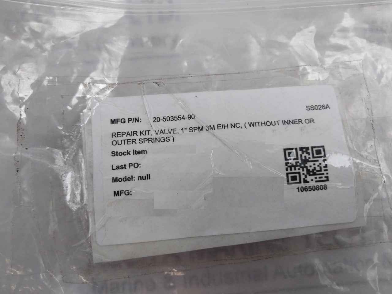 Ge 20-503554-90 Valve Repair Kit (Without Inner Or Outer Springs) Rev C3