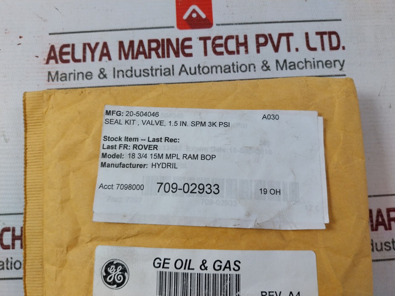 Ge 20-504046 Seal Kit For Spm Valve Assy 1.5 In. 3K Psi Rev.A4