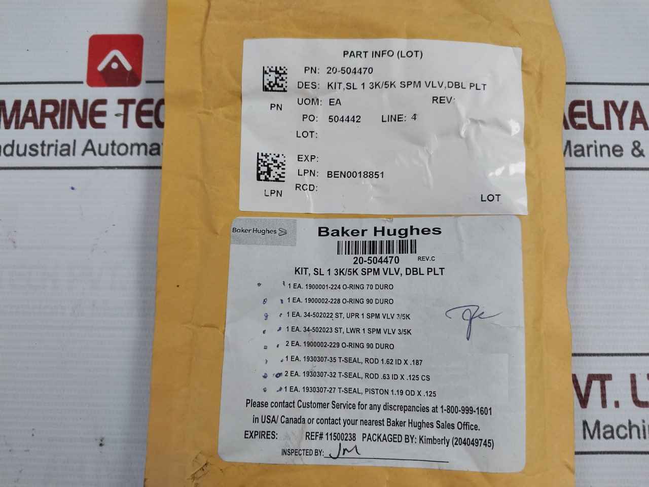 Ge 20-504470 Spm Valve Dual Piloted Seal Kit 1" 3/5K Rev.C 34-502023
