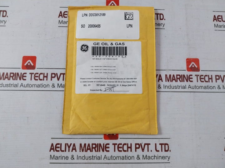 Ge 20-506159 O-ring Seal 90 Duro 1-1/2” Check Valve Kit Ddc0012189