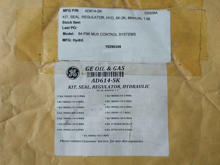 Ge Ad614-sk Hydraulic Regulator Repair Seal Kit 5K-3K 84-p96 Mux Control System