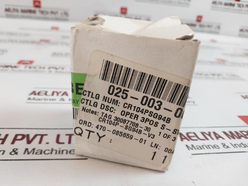 Ge Cr104Psg94B Selector Switch, 3 Position Spg, 025-003-06-05