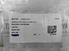 Ge Fanuc Ic200Cpu001-ce Cpu Module Cpu001-ce Rs-232 Rs-485 2.63" X 5.04"