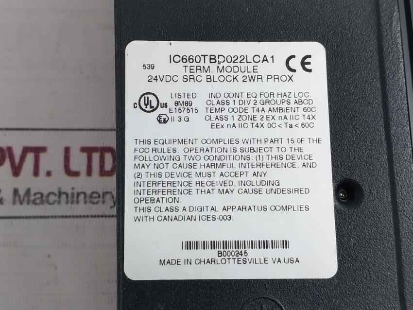 Ge Fanuc Ic660Bbd022 Plc I/O Terminal Source Block Module T4A 60C E157515 24Vdc