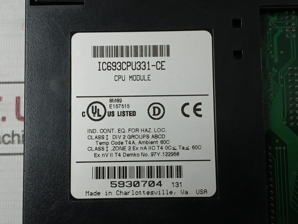Ge Fanuc Ic693Cpu331-ce Cpu Module 60C