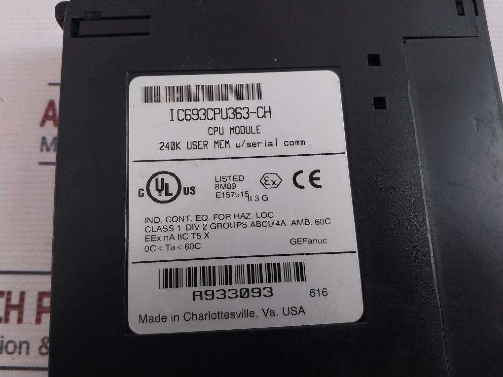 Ge Fanuc Ic693Cpu363-ch Cpu Module