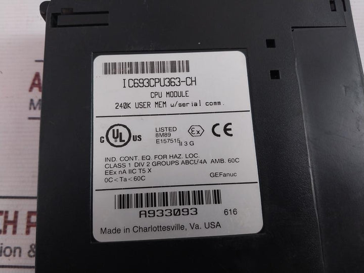 Ge Fanuc Ic693Cpu363-ch Cpu Module