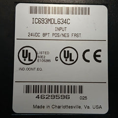 Ge Fanuc Ic693Mdl634C Input Module E105285 24Vdc
