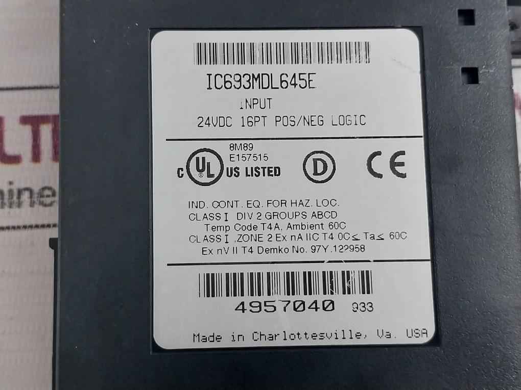Ge Fanuc Ic693Mdl645E Input Module 24Vdc 60C