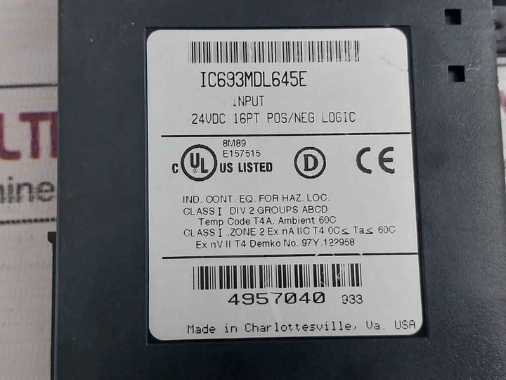 Ge Fanuc Ic693Mdl645E Input Module 24Vdc 60C