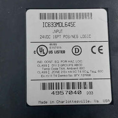 Ge Fanuc Ic693Mdl645E Input Module 24Vdc 60C