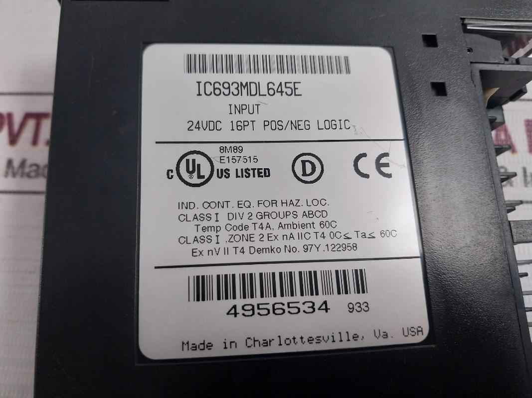 Ge Fanuc Ic693Mdl645E Positive/Negative Logic Input Module 24Vdc 60C
