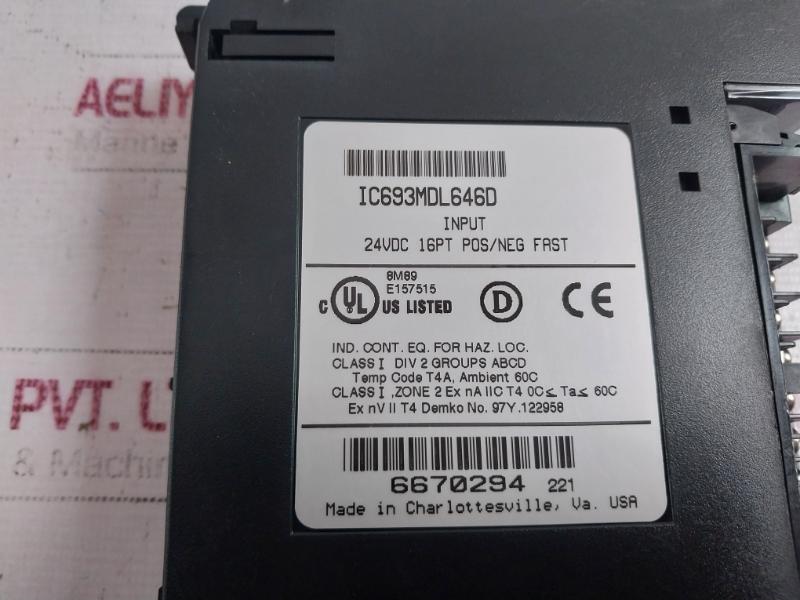 Ge Fanuc Ic693Mdl646D Input Module E157515 24Vdc 16Pt Pos/Neg Fast