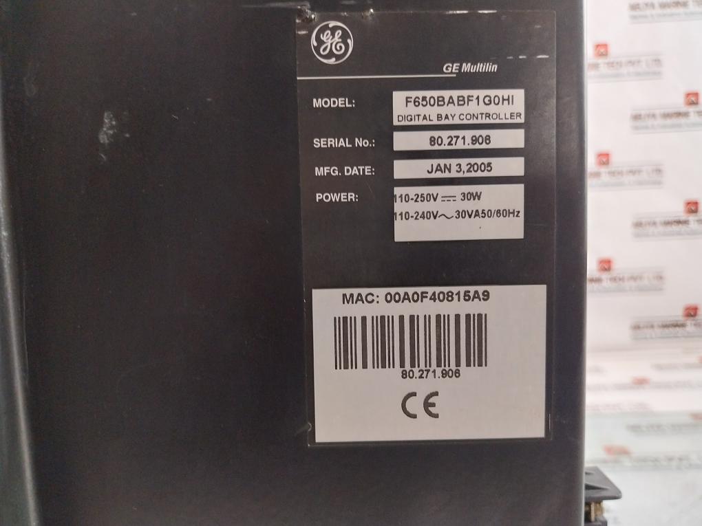 Ge Multilin F650 Digital Bay Controller F650Babf1G0Hi 110-250V 30W