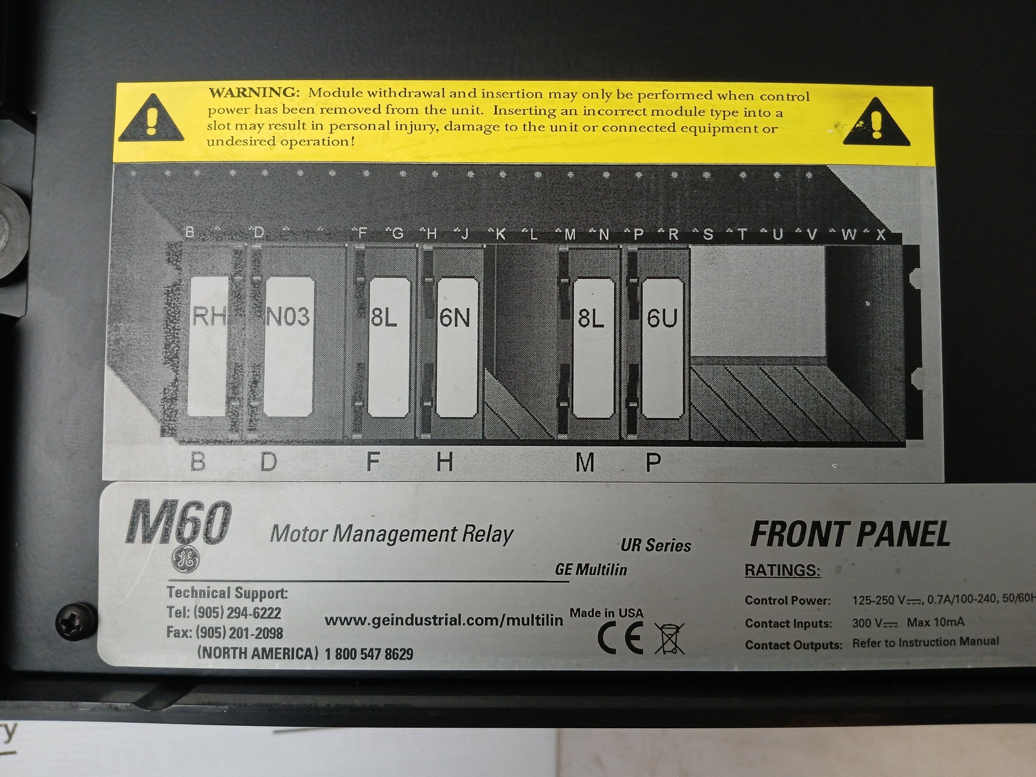 Ge Multilin M60N03Hkhf8Lh6Nm8Lp6Uuxxwxx Motor Protection System 125-250V