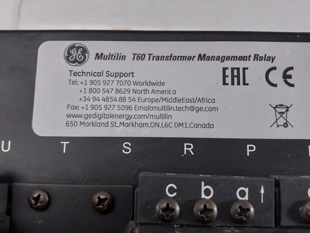 Ge Multilin T60 Transformer Protection System Part No: T60Uj3Hkhf8Nh6Dm8Lp67U67Wxx, 300V